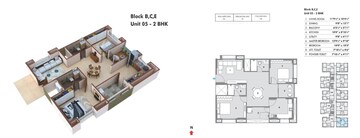 Floor Plan in 2 BHK Apartment at Pacifica Hillcrest Phase 2, Gachibowli – for Sale