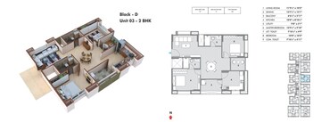 Floor Plan in 2 BHK Apartment at Pacifica Hillcrest Phase 2, Gachibowli – for Sale