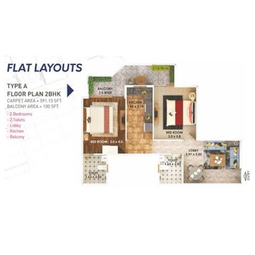 Floor Plan in 2 BHK Apartment at Pyramid Midtown, Sector 59 – for Sale