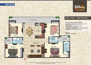 Floor Plan in 4 BHK Apartment at SCC Blossom, Raj Nagar Extension – for Sale