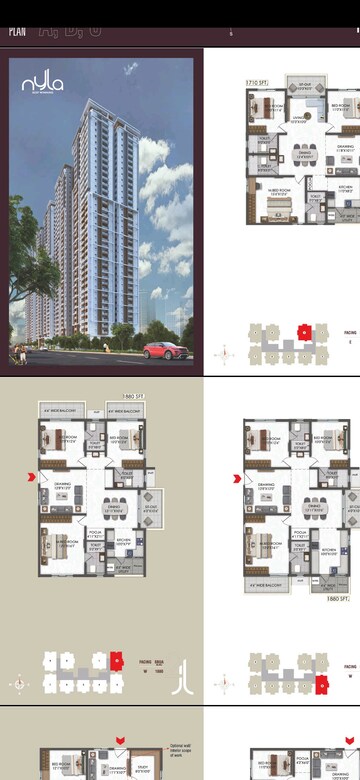 Floor Plan in 3 BHK Apartment at Team 4 Nyla, Miyapur – for Sale