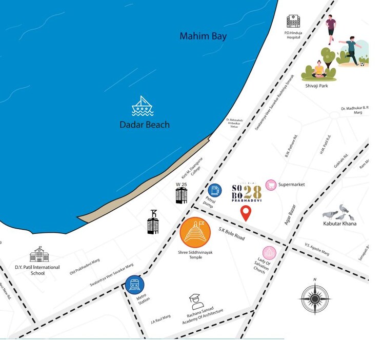 Map Location, prabhadevi 3 Bedroom 959 Sq.Ft. Apartment In Prabhadevi Mumbai 8867303