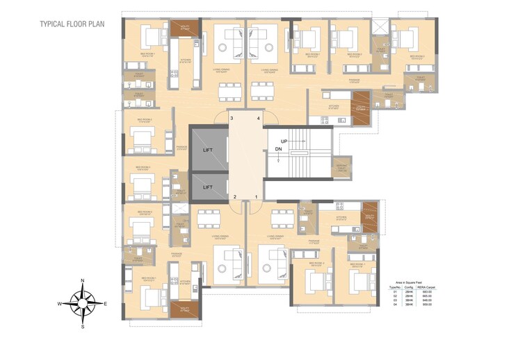Floor Plan, prabhadevi 3 Bedroom 959 Sq.Ft. Apartment In Prabhadevi Mumbai 8867303