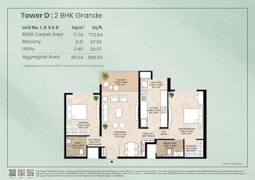 Floor Plan in 2 BHK Apartment at Mahindra IvyLush, Kharadi – for Sale
