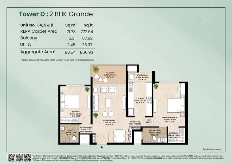 Floor Plan, mahindra-ivylush 2 Bedroom 867 Sq.Ft. Apartment In Kharadi Pune 8867573