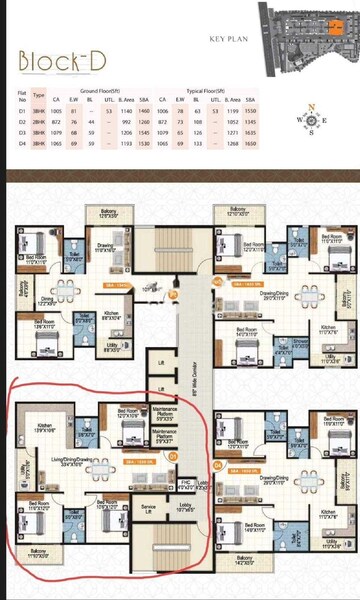 Floor Plan in 3 BHK Apartment at Sai Purvi Symphony, Gunjur – for Rent