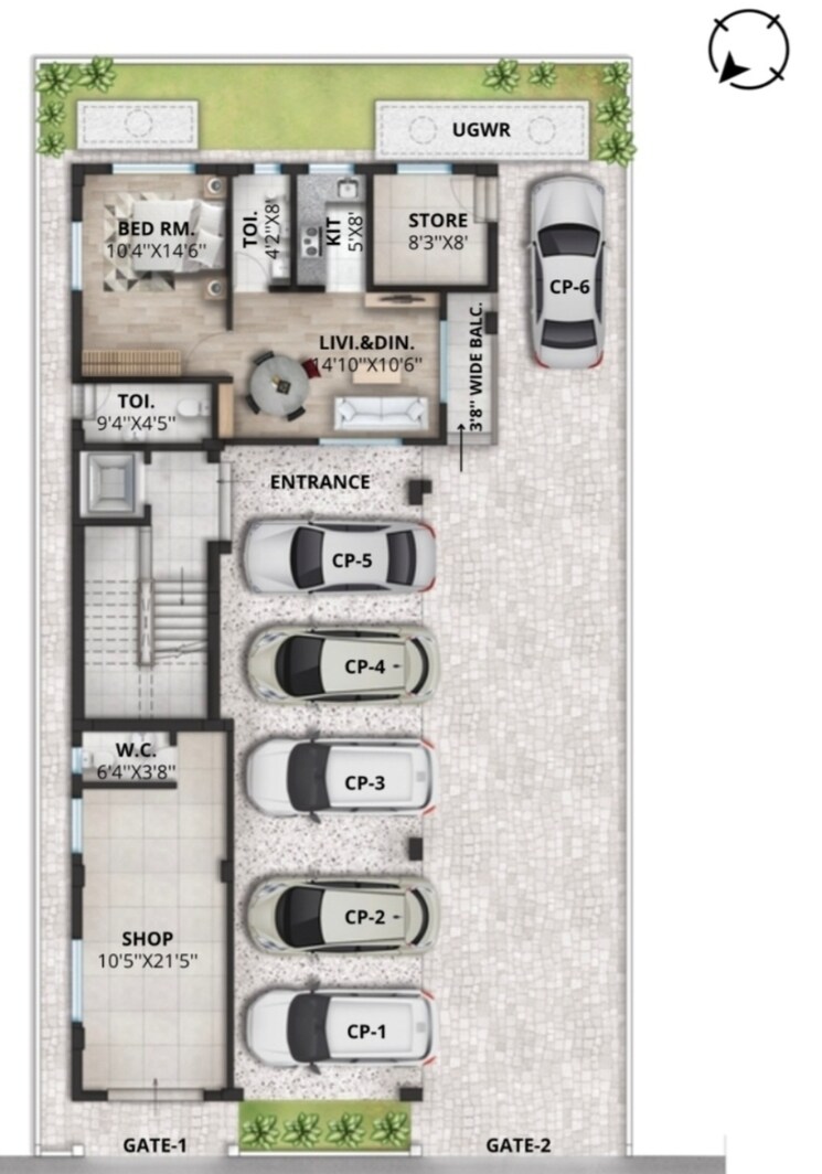Floor Plan, new town 2.5 Bedroom 1000 Sq.Ft. Apartment In New Town Kolkata 8868432