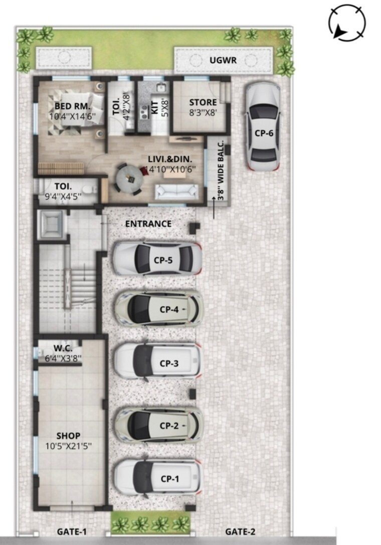 Floor Plan, new town 2.5 Bedroom 1000 Sq.Ft. Apartment In New Town Kolkata 8868432