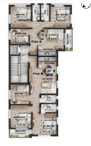 Floor Plan in 2.5 BHK Apartment at New Town – for Sale