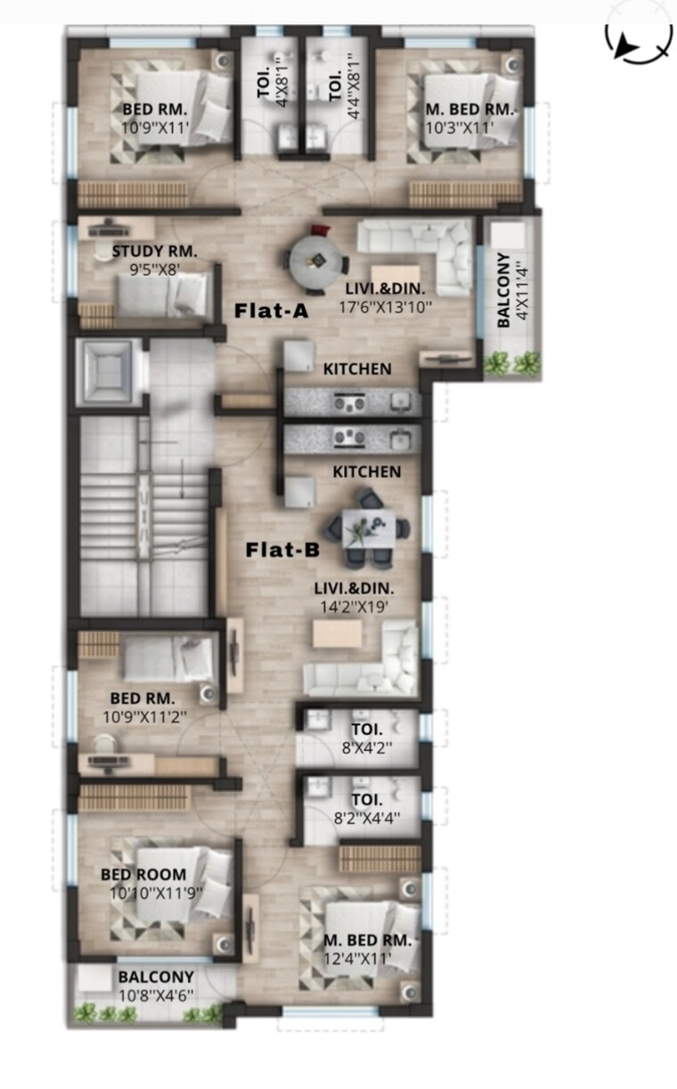 Floor Plan, new town 2.5 Bedroom 1000 Sq.Ft. Apartment In New Town Kolkata 8868432