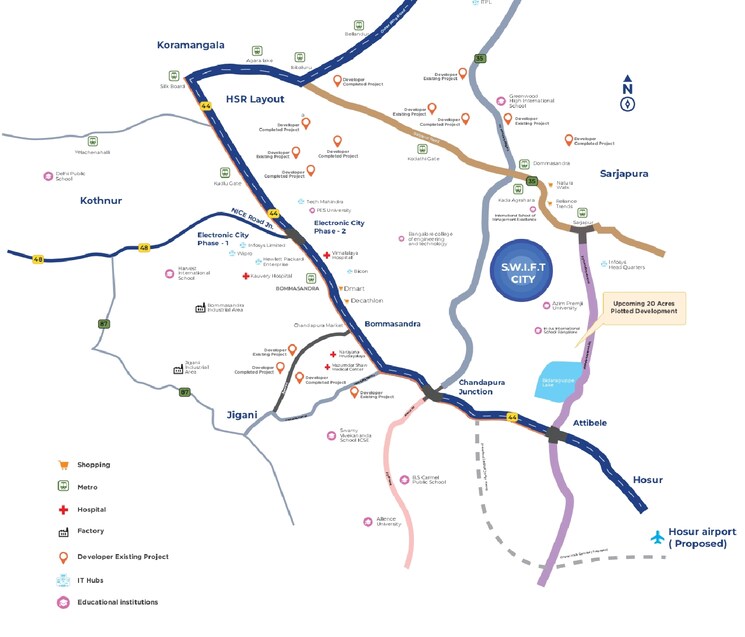 Map Location, sarjapur attibele road  1600 Sq.Ft. Plot In Sarjapur Attibele Road Bangalore 8868833
