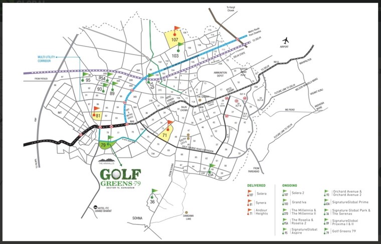Map Location, signature-global-golf-greens 1 Bedroom 464 Sq.Ft. Apartment In Sector 79 Gurgaon 8873134