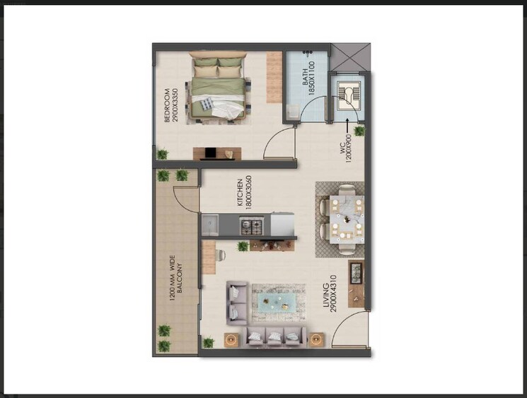 Floor Plan, signature-global-golf-greens 1 Bedroom 450 Sq.Ft. Apartment In Sector 79 Gurgaon 8873158
