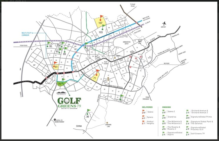 Map Location, signature-global-golf-greens 1 Bedroom 470 Sq.Ft. Apartment In Sector 79 Gurgaon 8873178