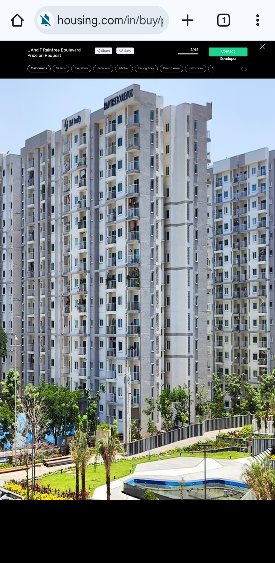 3 BHK Apartment For Rent in L&T Raintree Boulevard