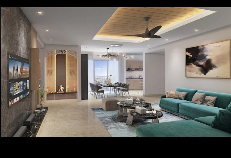 Living Room, ambience-courtyard 3 Bedroom 1340 Sq.Ft. Apartment In Manikonda Hyderabad 8874230