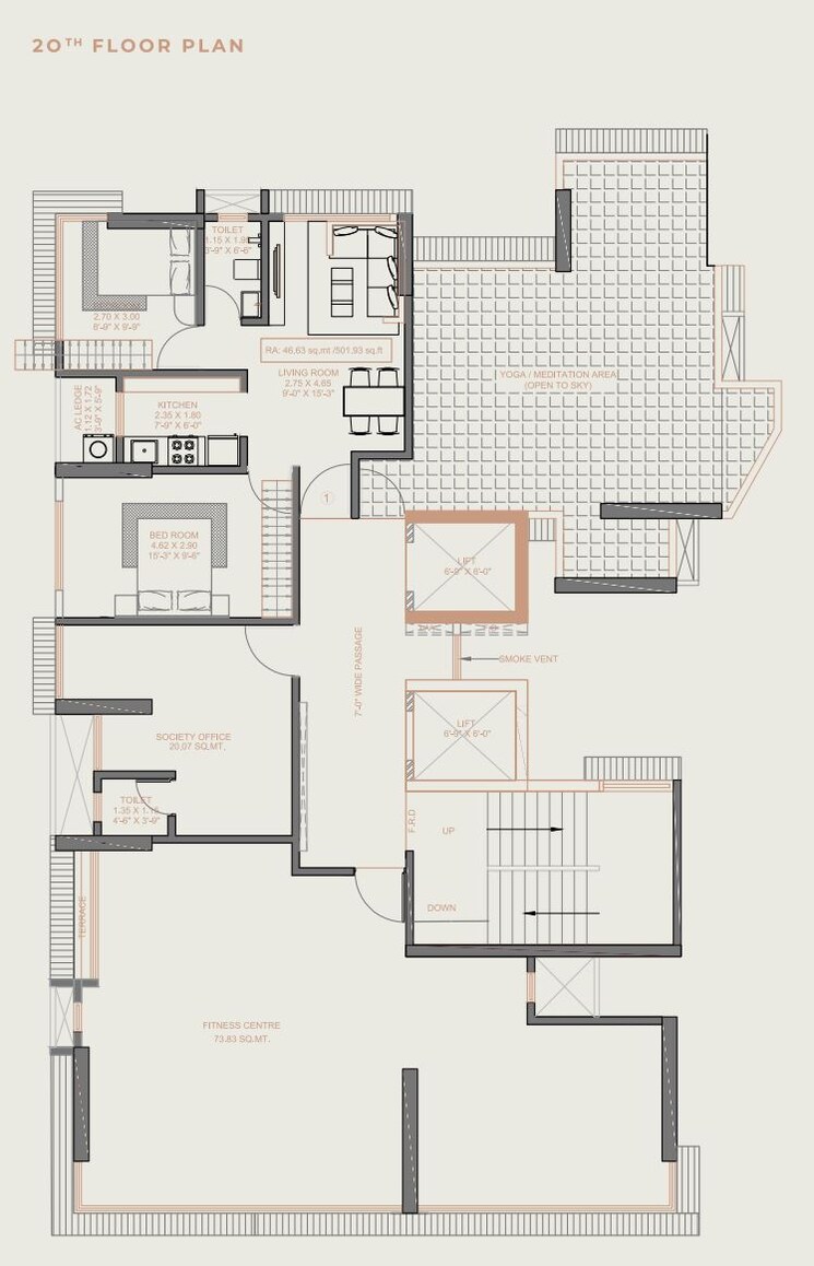 Floor Plan, suraj-eterna 1 Bedroom 434 Sq.Ft. Apartment In Mahim West Mumbai 8874466