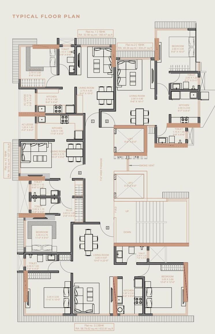 Floor Plan, suraj-eterna 1 Bedroom 434 Sq.Ft. Apartment In Mahim West Mumbai 8874466