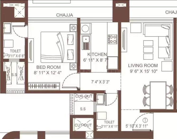 Floor Plan, suraj-vitalis 1 Bedroom 442 Sq.Ft. Apartment In Mahim Mumbai 8874553