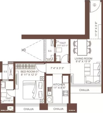 Floor Plan in 3 BHK Apartment at Suraj Vitalis, Mahim – for Sale