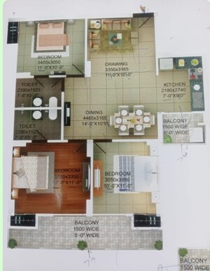 Floor Plan in 3 BHK Apartment at VIctoryone Amara, Sector 16 Greater Noida – for Sale