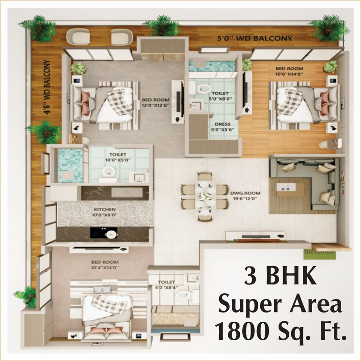 Floor Plan, laxman chowk 3 Bedroom 1800 Sq.Ft. Apartment In Laxman Chowk Dehradun 8875511