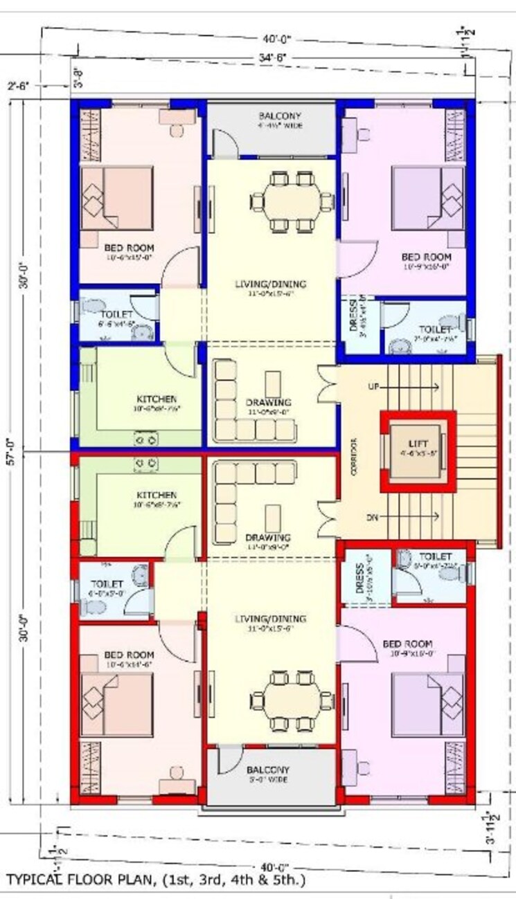 Floor Plan, shaikpet 2 Bedroom 1250 Sq.Ft. Apartment In Shaikpet Hyderabad 8865497