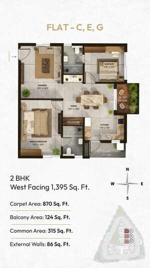 Floor Plan in 3 BHK Apartment at Vian Mrida, Kollur – for Sale