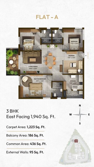 Floor Plan in 2 BHK Apartment at Vian Mrida, Kollur – for Sale