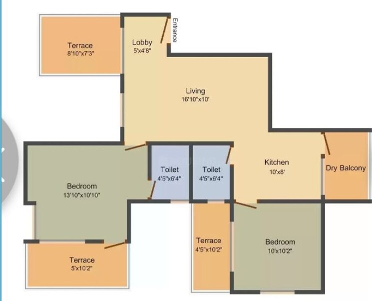 Floor Plan, shiva-palace 2 Bedroom 1038 Sq.Ft. Builder Floor In Wagholi Pune 8880709