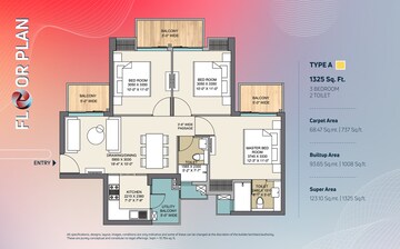 Floor Plan in 3 BHK Apartment at Nirala Trio, Tech Zone 4 Greater Noida – for Sale