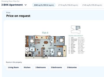 Floor Plan in 3 BHK Apartment at Shobhagpura – for Sale