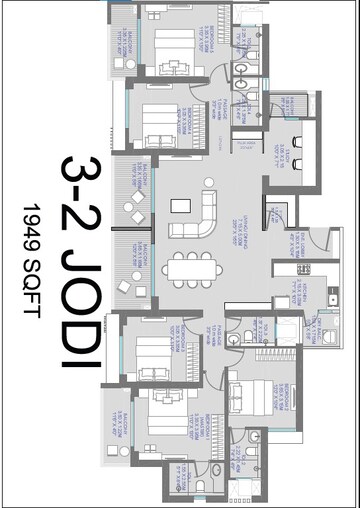 Floor Plan in 5 BHK Apartment at Godrej The Aqua Retreat, Hinjewadi – for Sale