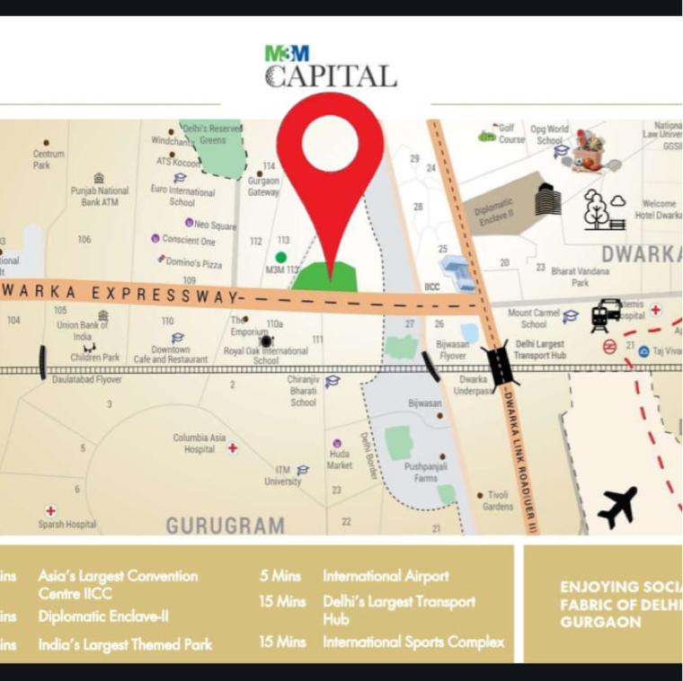 Map Location, m3m-capital 2 Bedroom 1310 Sq.Ft. Apartment In Sector 113 Gurgaon 8884095