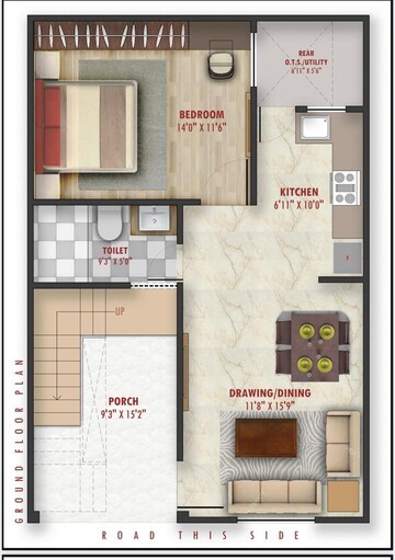 Floor Plan in 2 BHK Independent House at Faizabad Road – for Sale