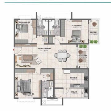 3 BHK Apartment For Sale in Prestige Clairemont, Kokapet
