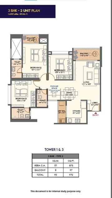 Floor Plan in 3 BHK Apartment at Hinjewadi – for Sale