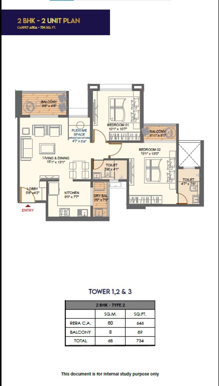 Floor Plan, saheel-itrend-homes-phase-3 2 Bedroom 734 Sq.Ft. Apartment In Hinjewadi Pune 8886796