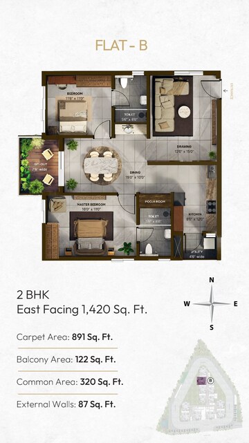 Floor Plan in 3 BHK Apartment at Vian Mrida, Kollur – for Sale