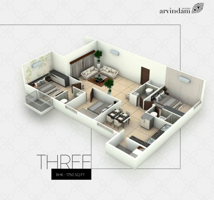 Floor Plan, balagere 3 Bedroom 1655 Sq.Ft. Apartment In Balagere Bangalore 8888339