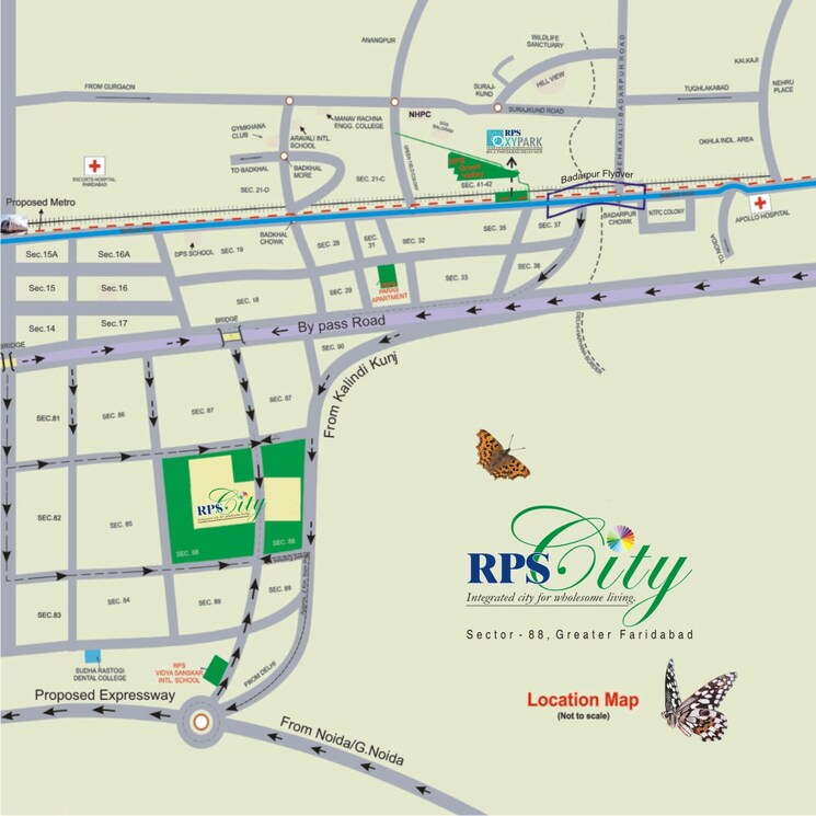 Map Location, rps-savana 2 Bedroom 955 Sq.Ft. Apartment In Sector 88 Faridabad 8888204