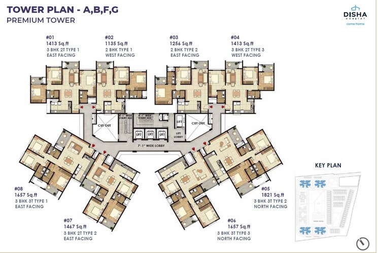 Floor Plan, disha-pursuit-of-the-elements 3 Bedroom 1413 Sq.Ft. Apartment In Thippasandra Bangalore 8888382
