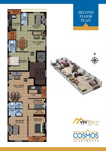 Floor Plan in 2 BHK Apartment at Vadapalani – for Sale