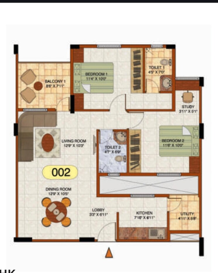 Floor Plan, century-commanders-vista 2 Bedroom 1084 Sq.Ft. Apartment In Yelahanka Bangalore 8889900