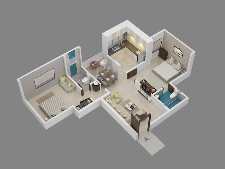 Floor Plan, little-earth-apartments 2 Bedroom 815 Sq.Ft. Apartment In Mamurdi Pune 8891017