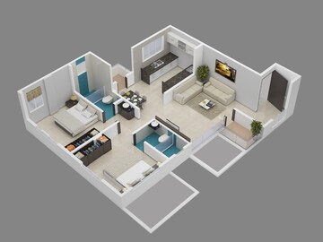 Floor Plan in 2 BHK Apartment at Little Earth Apartments, Mamurdi – for Sale