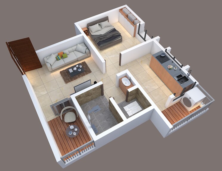 Floor Plan, sahil-vatika 1 Bedroom 407 Sq.Ft. Apartment In Mohammadwadi Pune 8894802