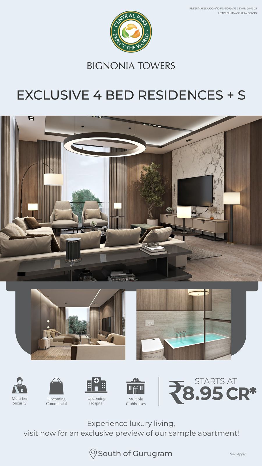 4 BHK 5581 Sq.Ft. Apartment in Central Park Bignonia Towers