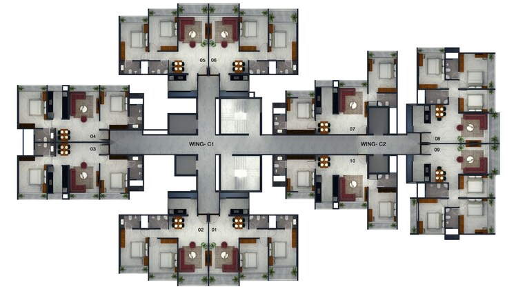 Floor Plan, vasai west 2 Bedroom 716 Sq.Ft. Apartment In Vasai West Palghar 8895417