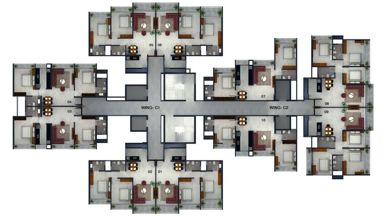 Floor Plan, vasai west 2 Bedroom 716 Sq.Ft. Apartment In Vasai West Palghar 8895417